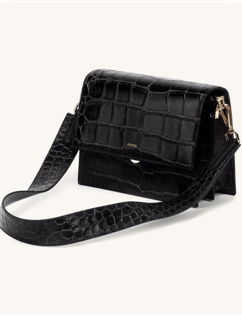 JW PEI Mini Flap Crossbody Bag - Black Croc